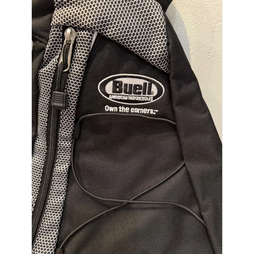 🏍️ Buell Sling Backpack Crossbody Motorcycle Bag Black Gray Helmet Style